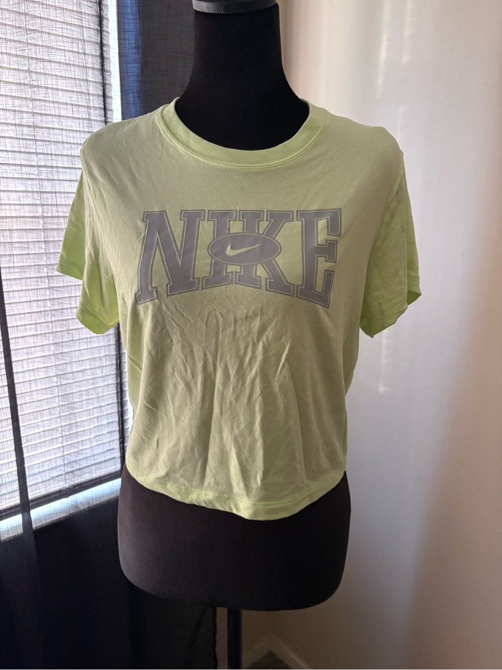 Nike Women's Pale Green Logo Crop Tee